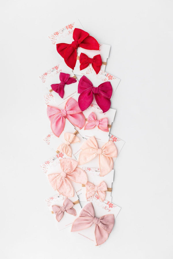 m*m様 Apolina Print Hair Bow Calico Pink Blush Pink Chiffon Pearl Hair Bow | Calico Studio