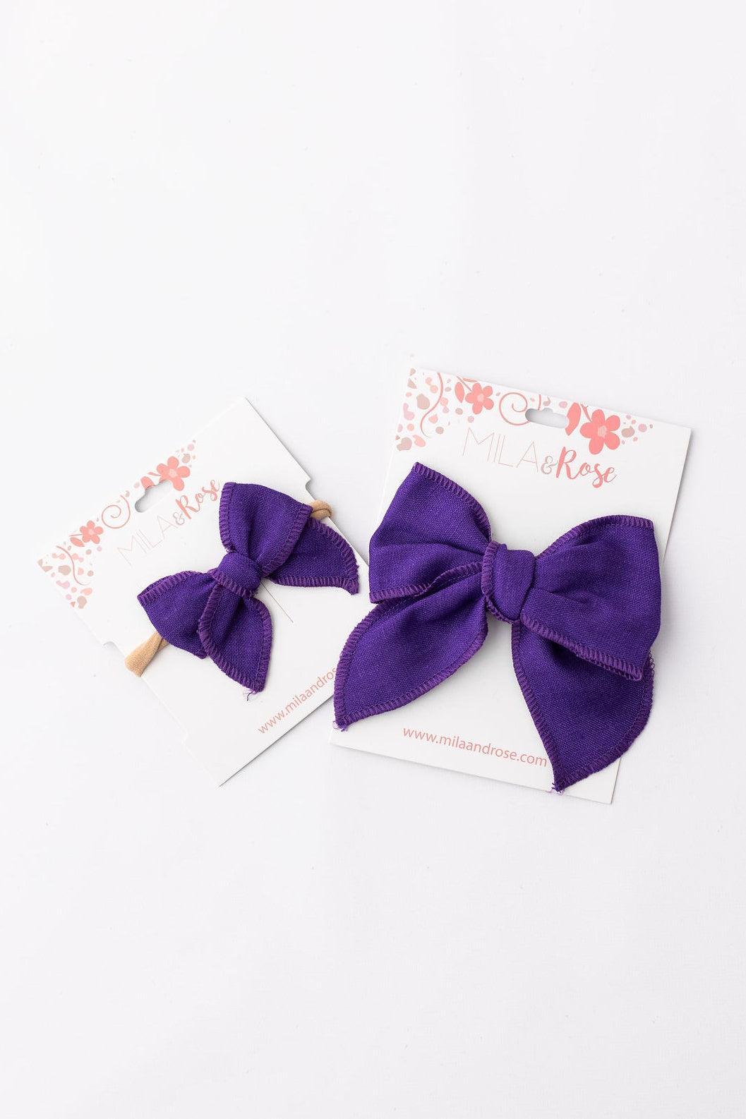 Classic Hair Bow - Purple-Mila & Rose ®