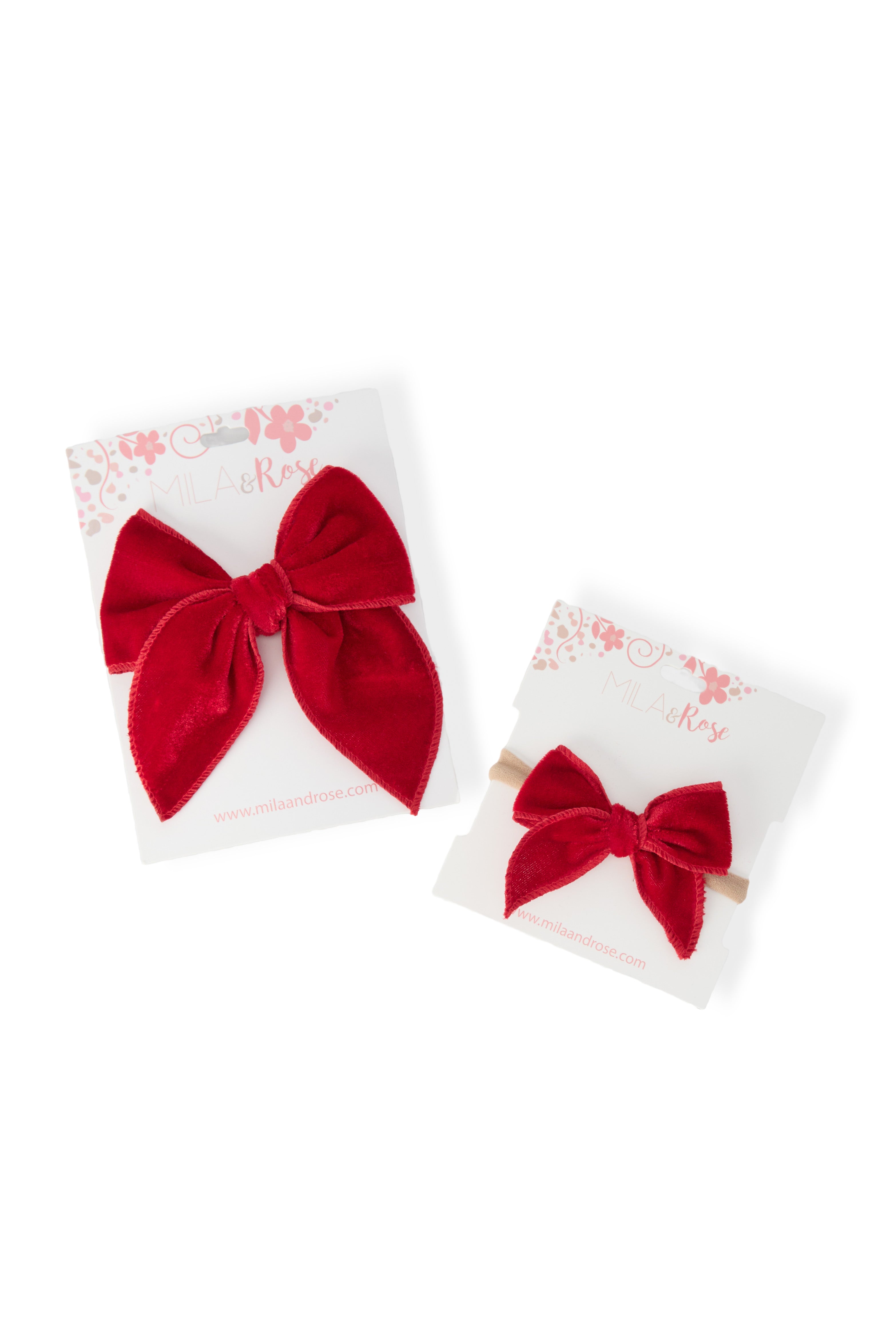 Classic Hair Bow - Red Velvet-Mila & Rose ®