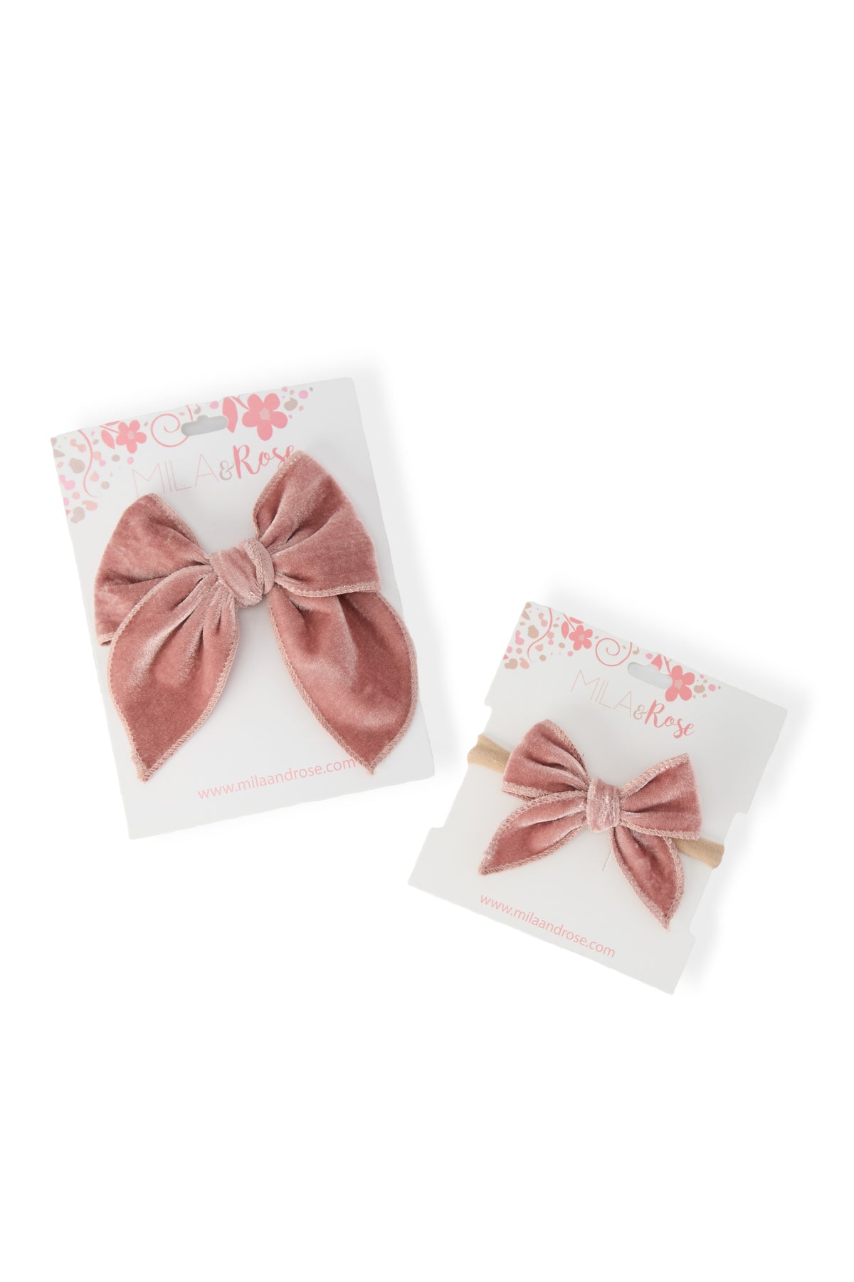 Classic Hair Bow - Vintage Pink Velvet-Mila & Rose ®