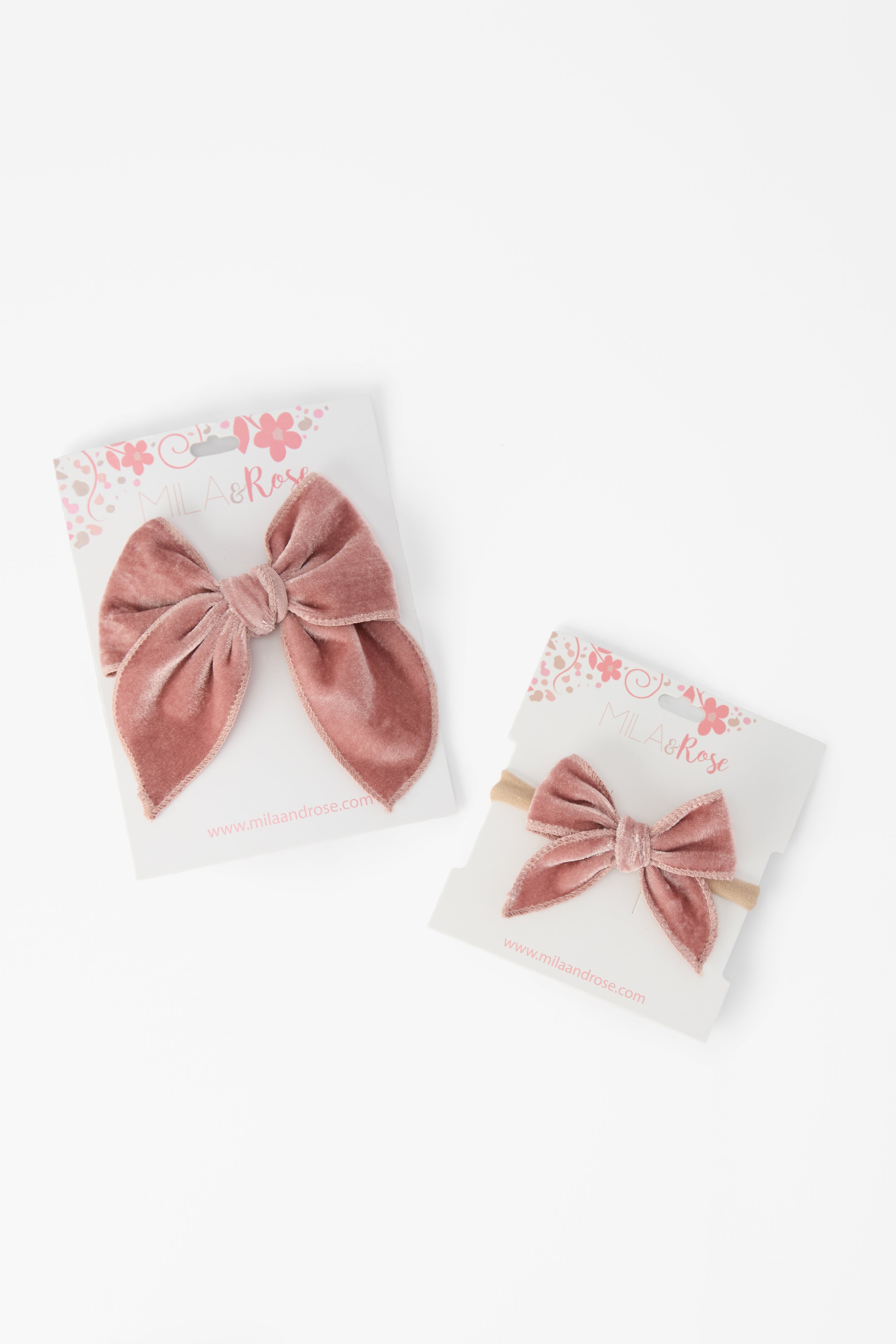 Classic Hair Bow - Vintage Pink Velvet-Mila & Rose ®