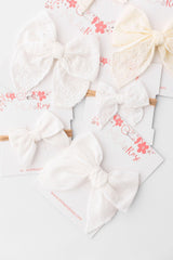 Classic Hair Bow - White Eyelet-Mila & Rose ®