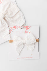 Classic Hair Bow - White Eyelet-Mila & Rose ®