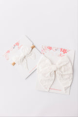 Classic Hair Bow - White Eyelet-Mila & Rose ®
