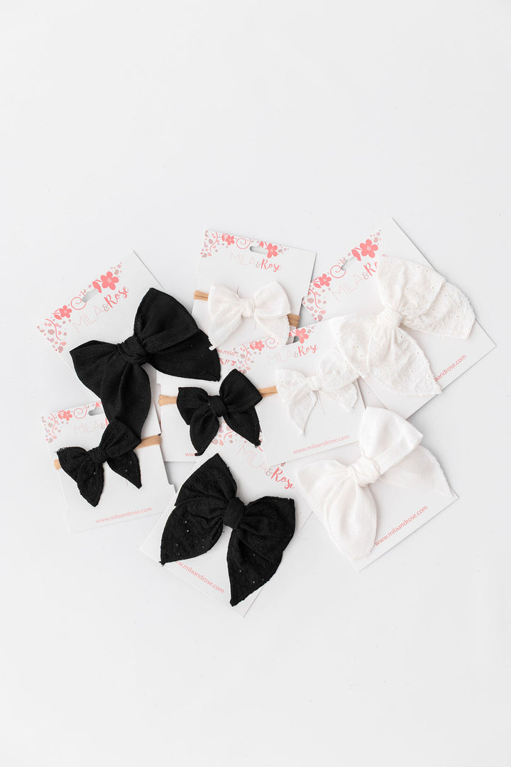 Classic Hair Bow - White Eyelet-Mila & Rose ®