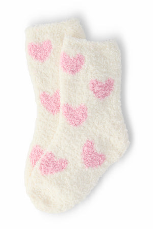 Coconut/Light Pink Heart Cozy Socks-Mila & Rose ®