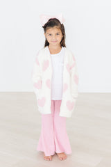 (V) Coconut/Light Pink Heart Cozy Cardigan-Mila & Rose ®
