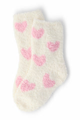 Coconut/Light Pink Heart Cozy Socks-Mila & Rose ®