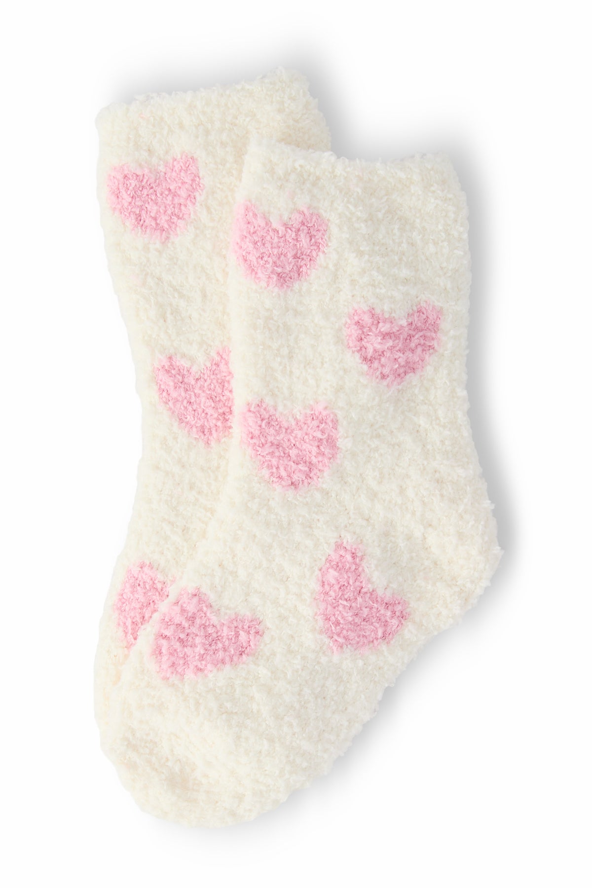 Coconut/Light Pink Heart Cozy Socks-Mila & Rose ®