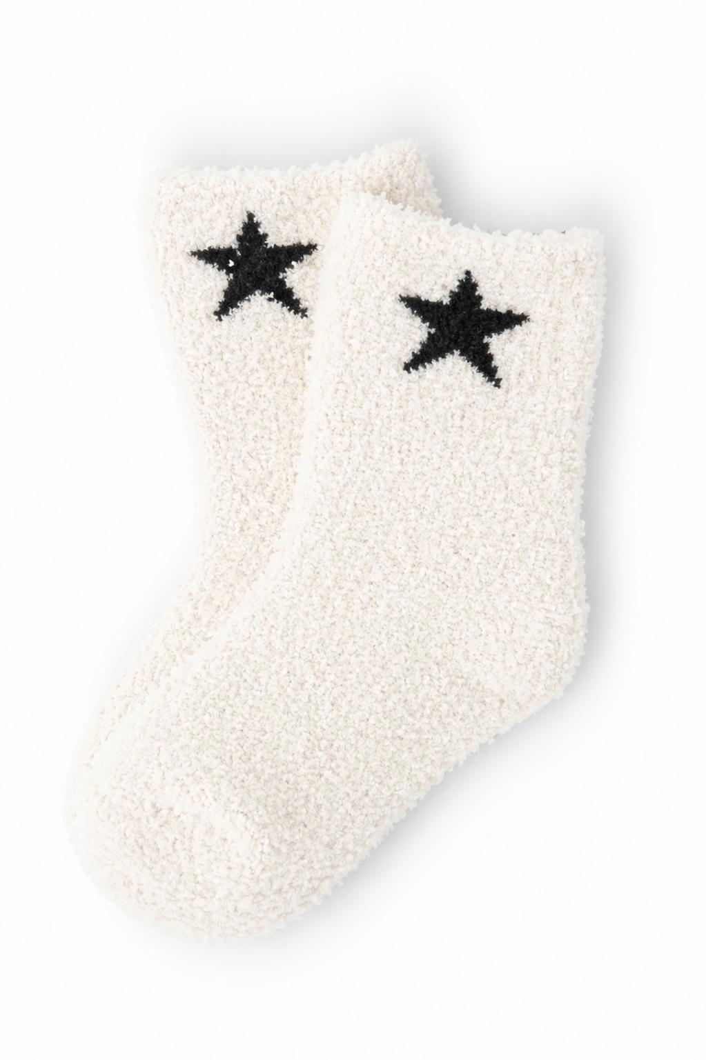 Coconut/Black Star Cozy Socks-Mila & Rose ®