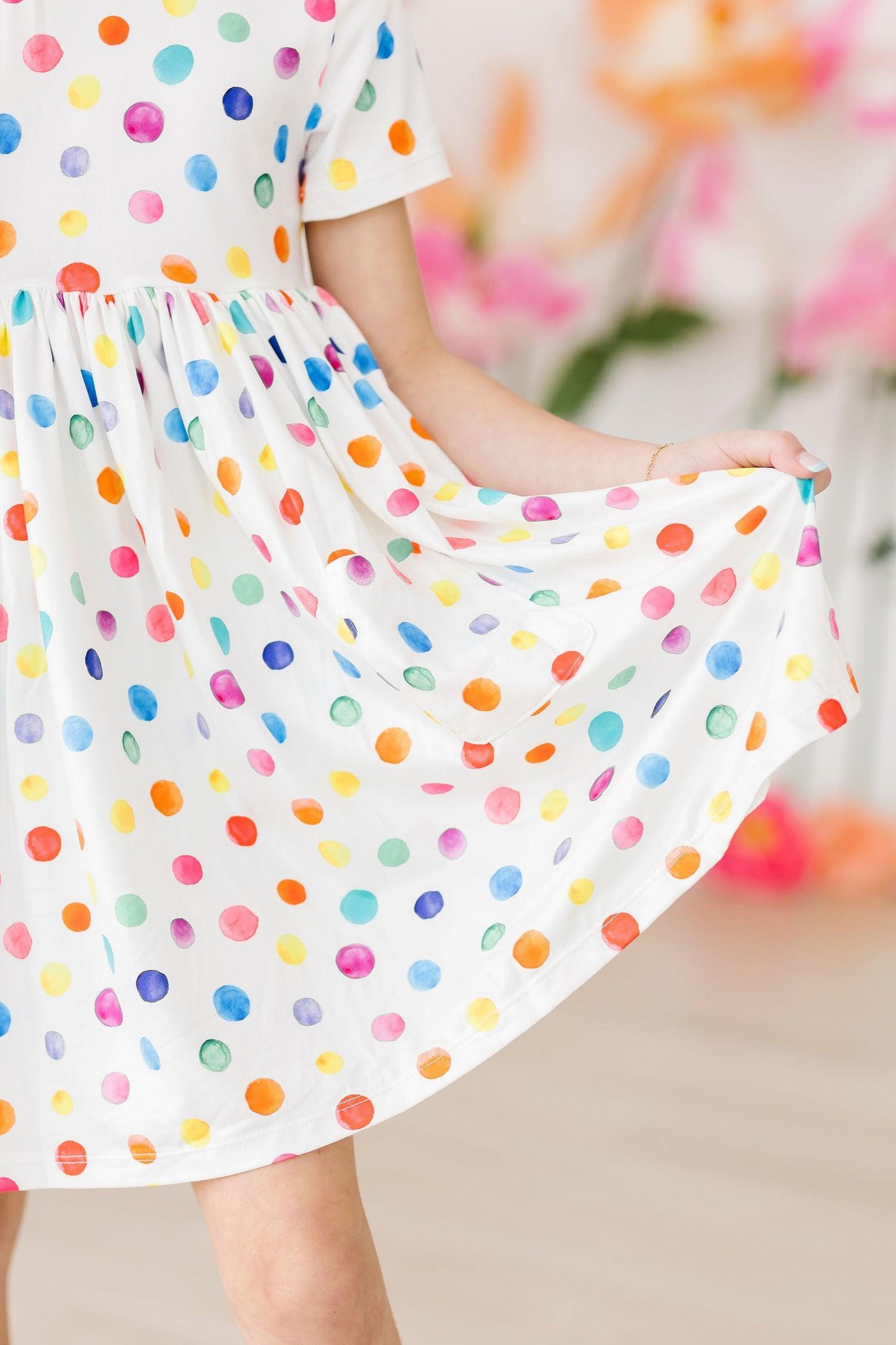 Colorful Dots S/S Pocket Twirl Dress-Mila & Rose ®