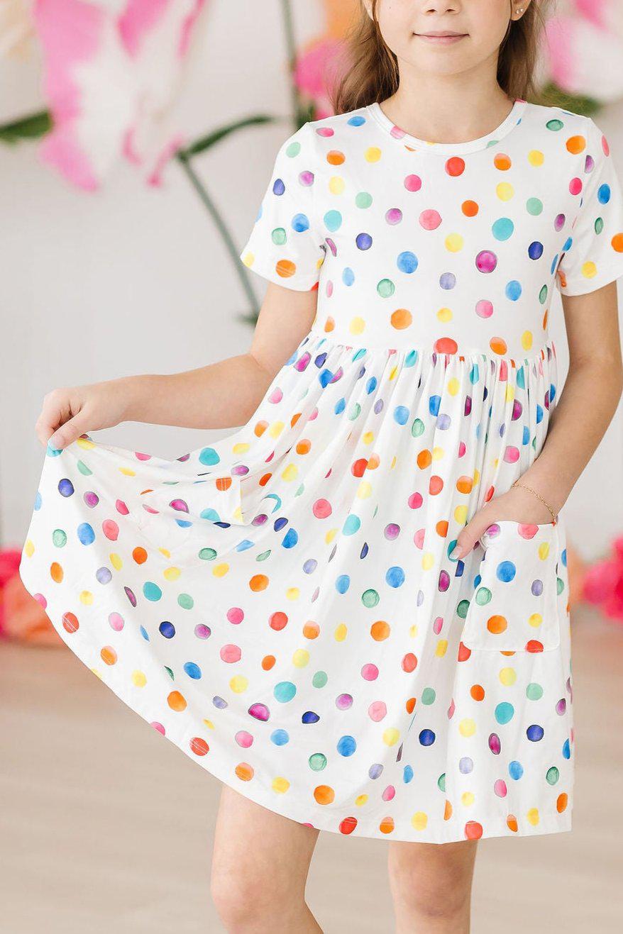 Girls' Colorful Dots Pocket Twirl Dress Size: 4T Toddler by Mila & Rose