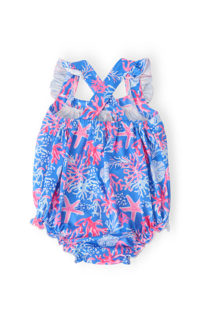 Coral Cove Ruffle Cross Back Romper-Mila & Rose ®