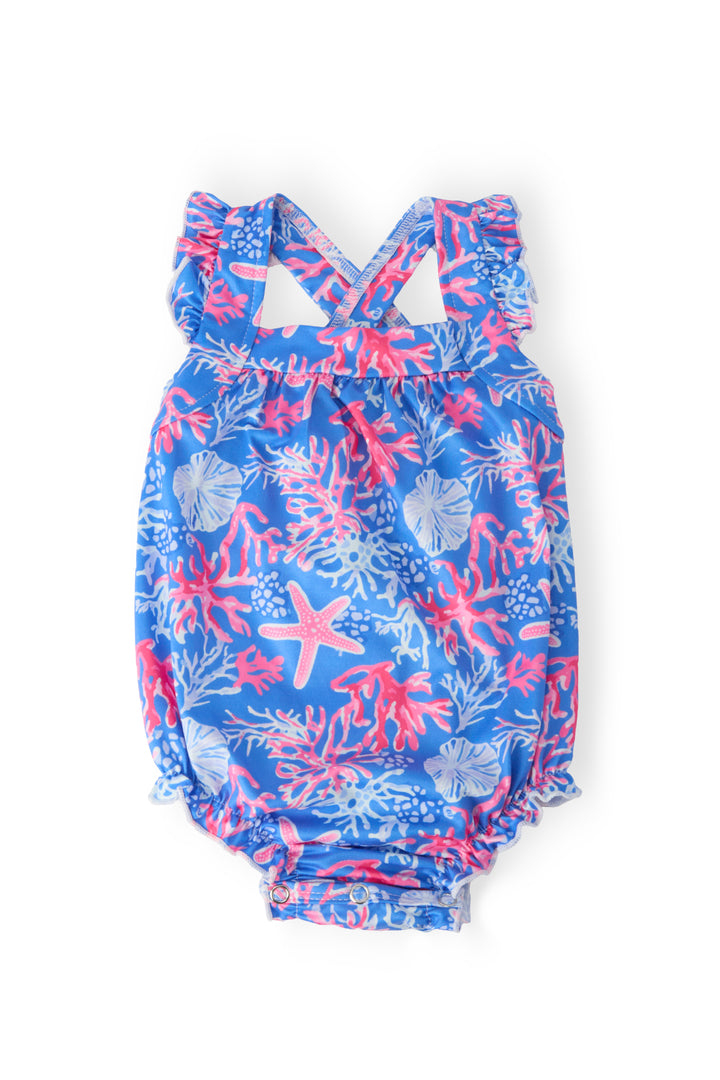 Coral Cove Ruffle Cross Back Romper-Mila & Rose ®