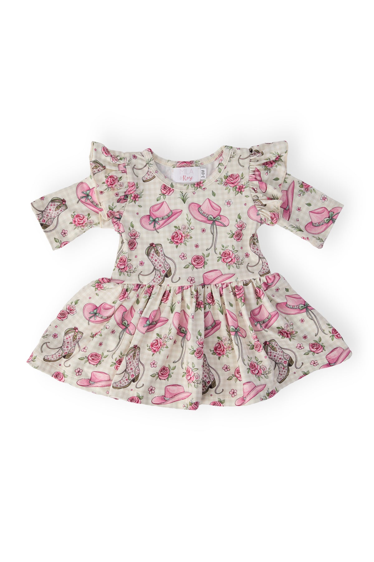Cowgirl Cutie 3/4 Sleeve Flutter Twirl Bodysuit-Mila & Rose ®
