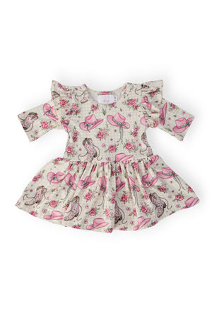 Cowgirl Cutie 3/4 Sleeve Flutter Twirl Bodysuit-Mila & Rose ®