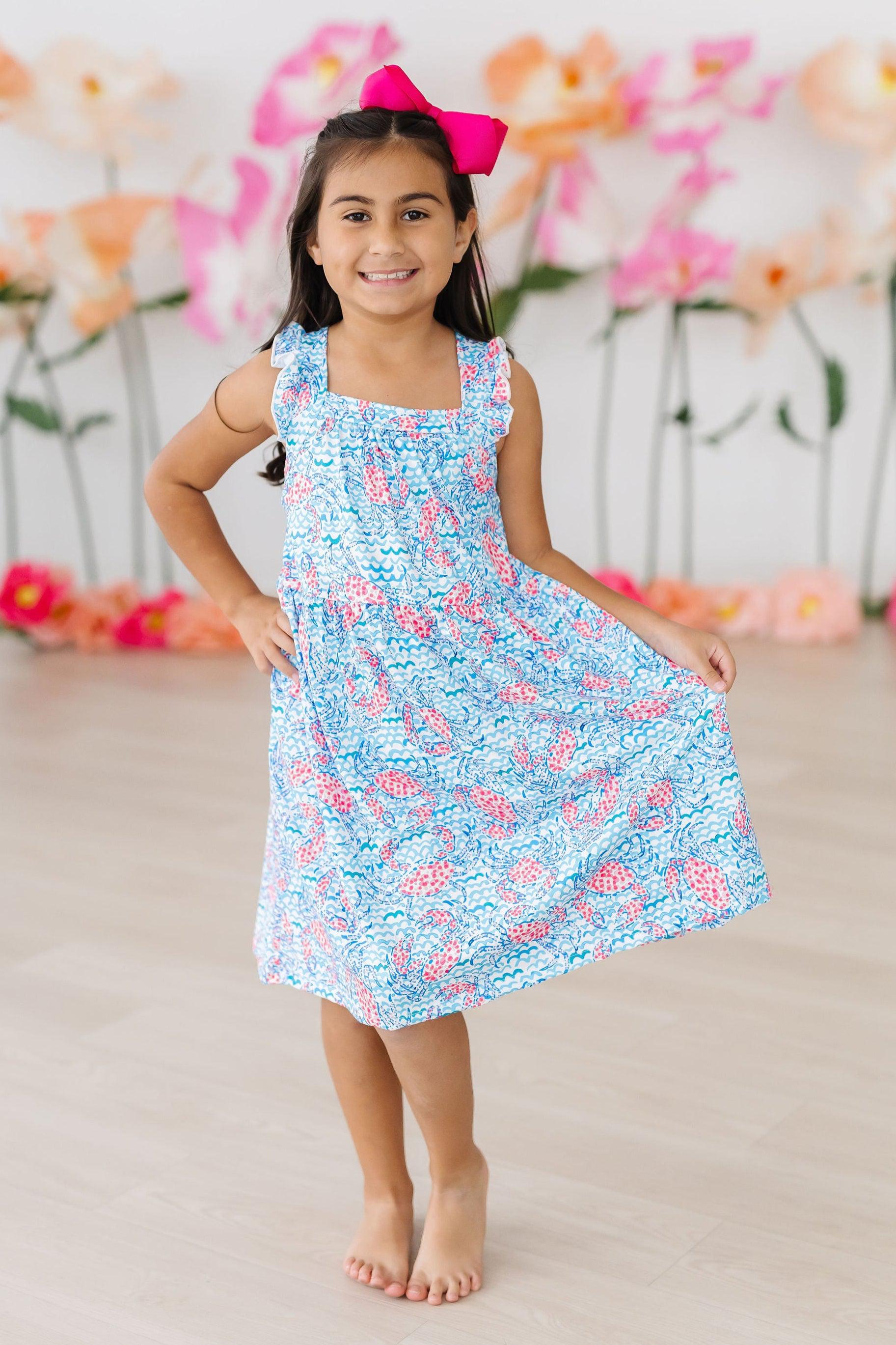 Crab Walk Ruffle Cross Back Dress | Mila & Rose