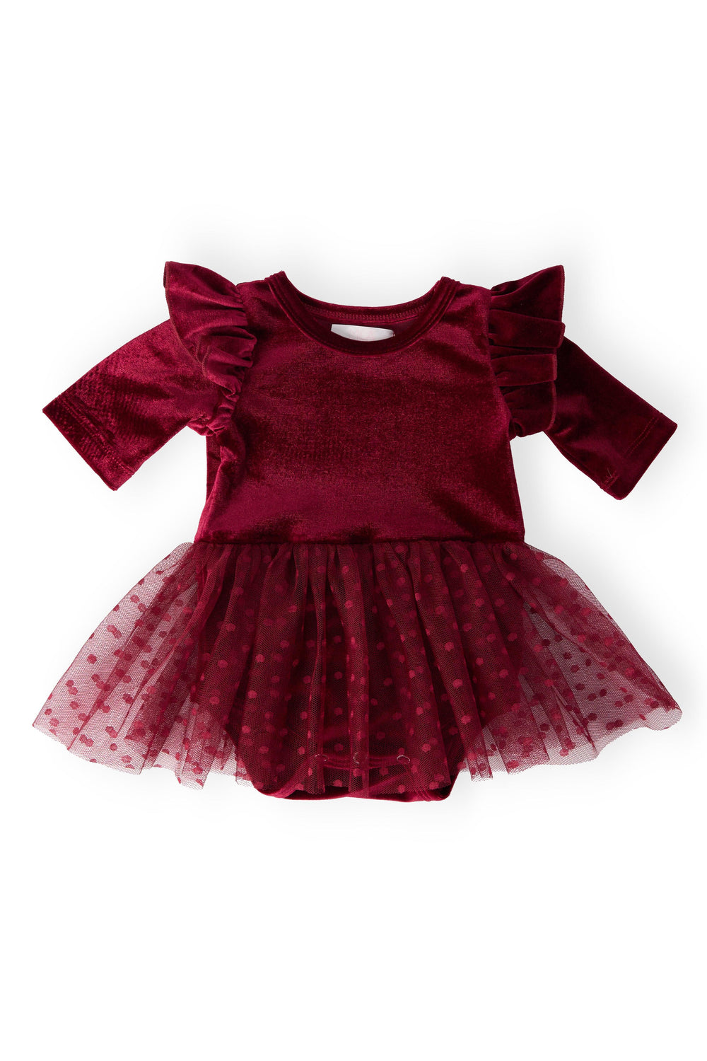 Cranberry Velvet Tutu Bodysuit-Mila & Rose ®