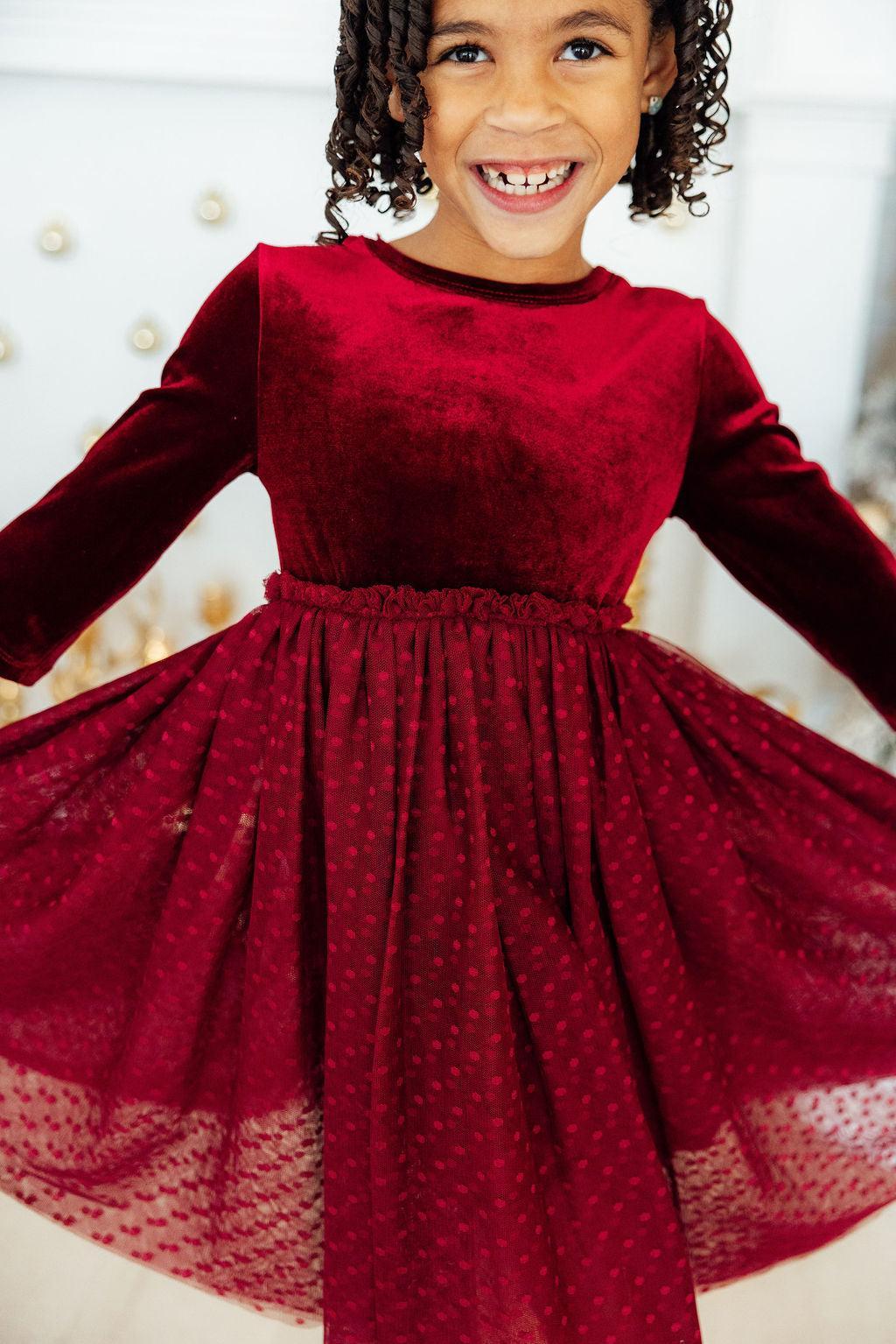 Cranberry Velvet Tutu Dress-Mila & Rose ®