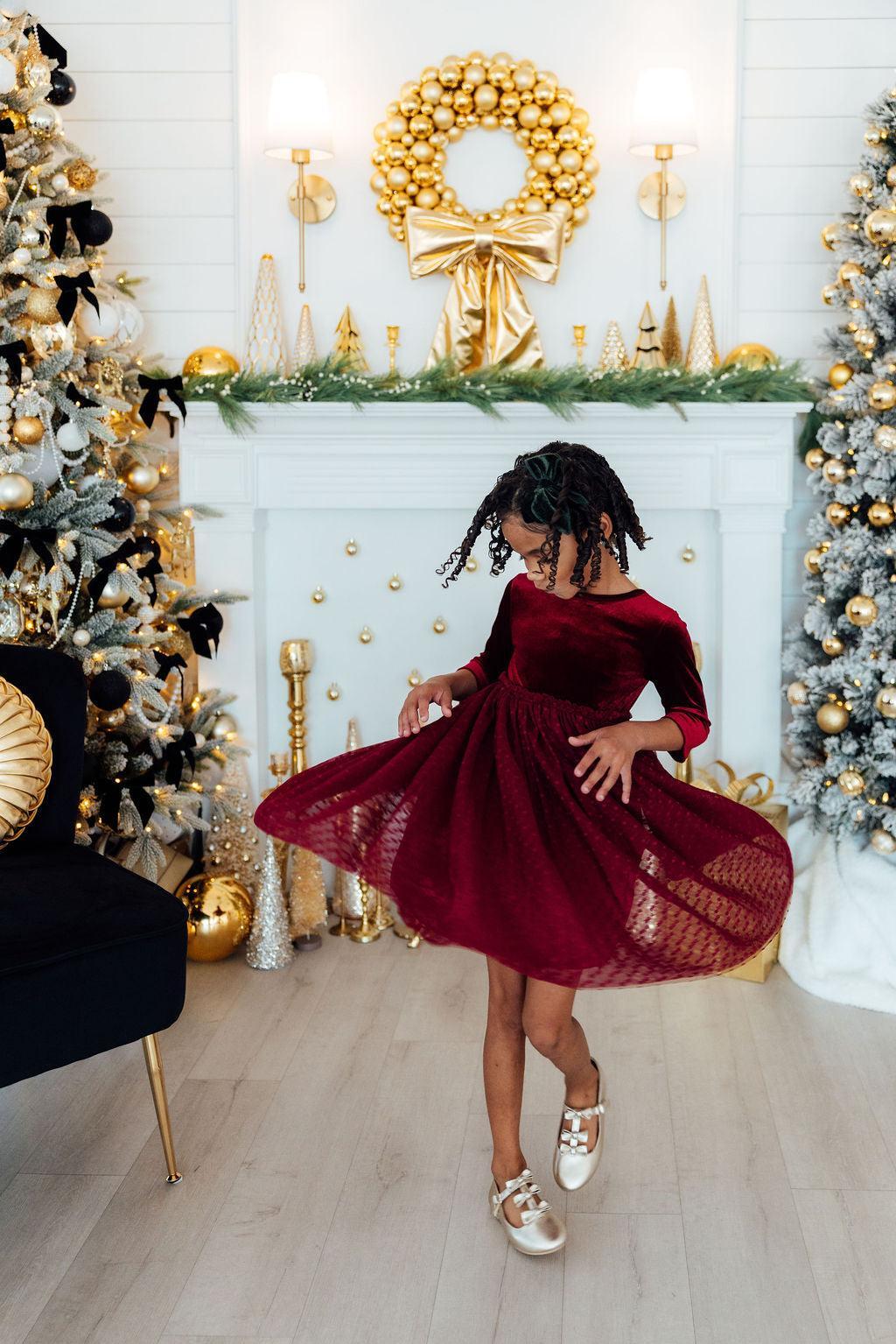 Cranberry Velvet Tutu Dress-Mila & Rose ®
