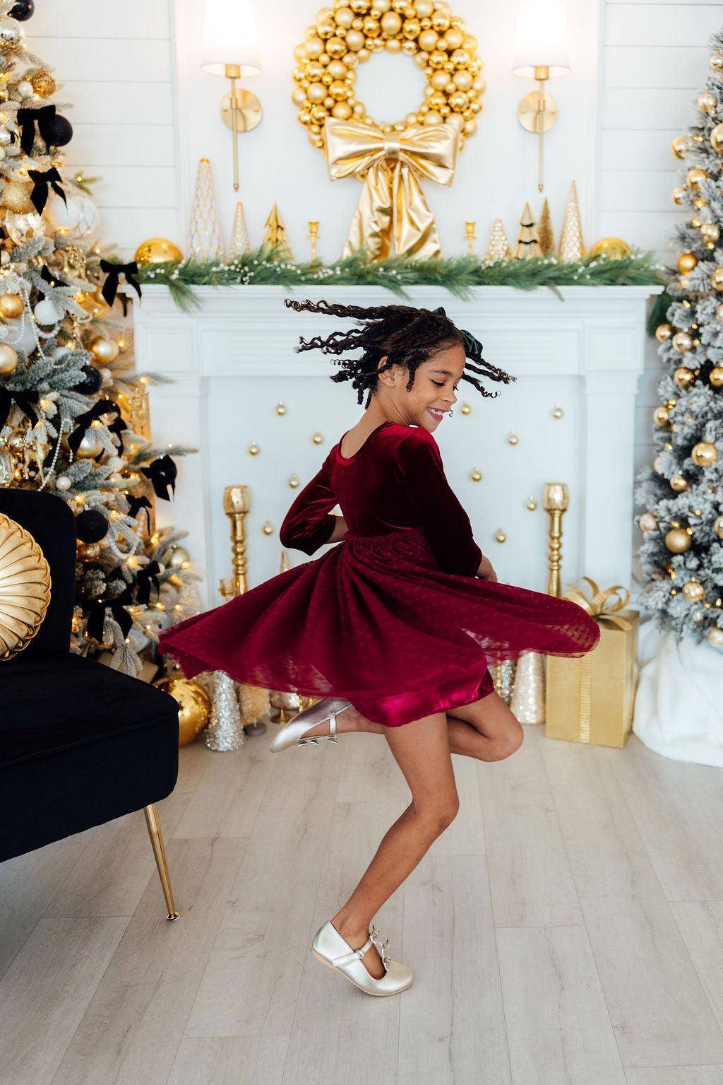 Cranberry Velvet Tutu Dress-Mila & Rose ®