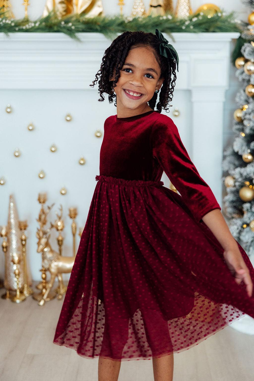 Cranberry Velvet Tutu Dress-Mila & Rose ®