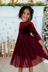 Cranberry Velvet Tutu Dress-Mila & Rose ®