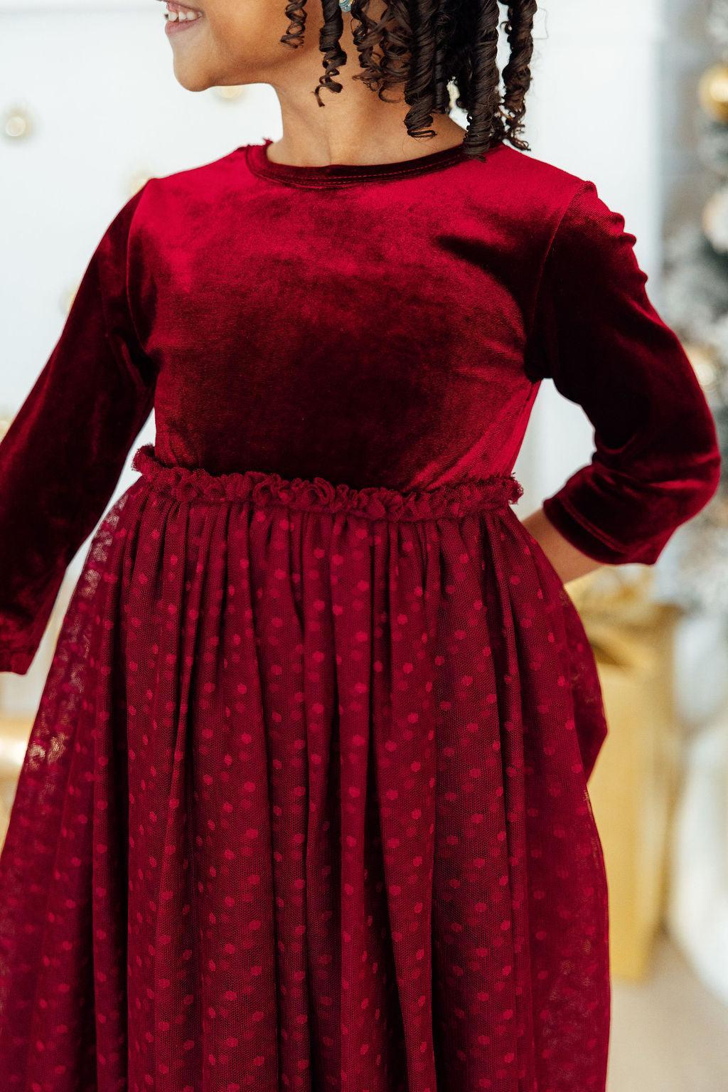 Cranberry Velvet Tutu Dress-Mila & Rose ®