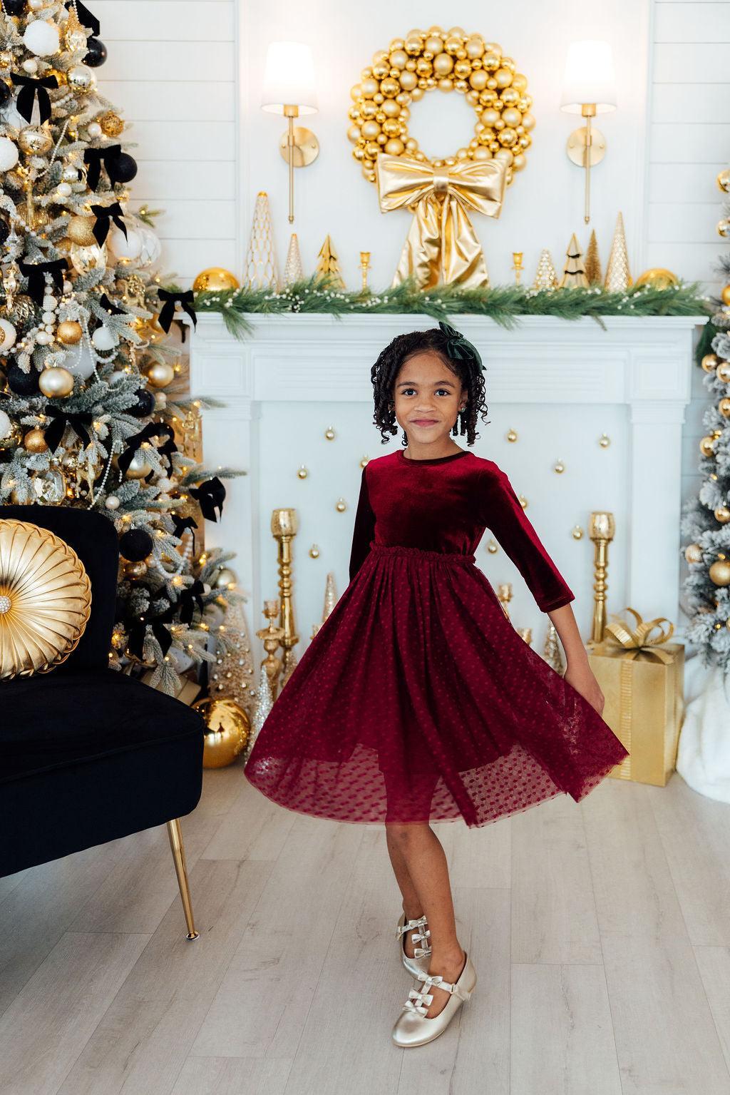 Cranberry Velvet Tutu Dress-Mila & Rose ®