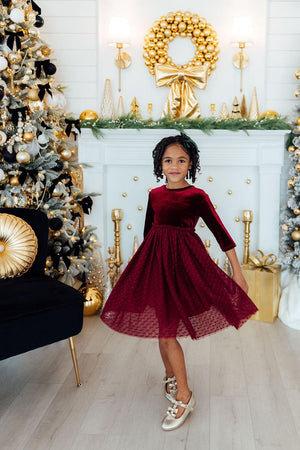 Cranberry Velvet Tutu Dress-Mila & Rose ®
