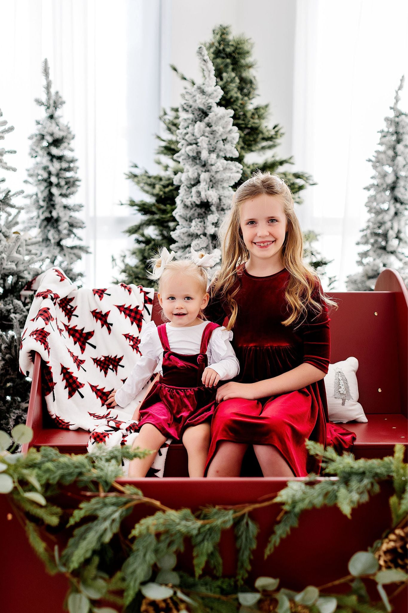 Cranberry Velvet Twirl Dress | Mila & Rose