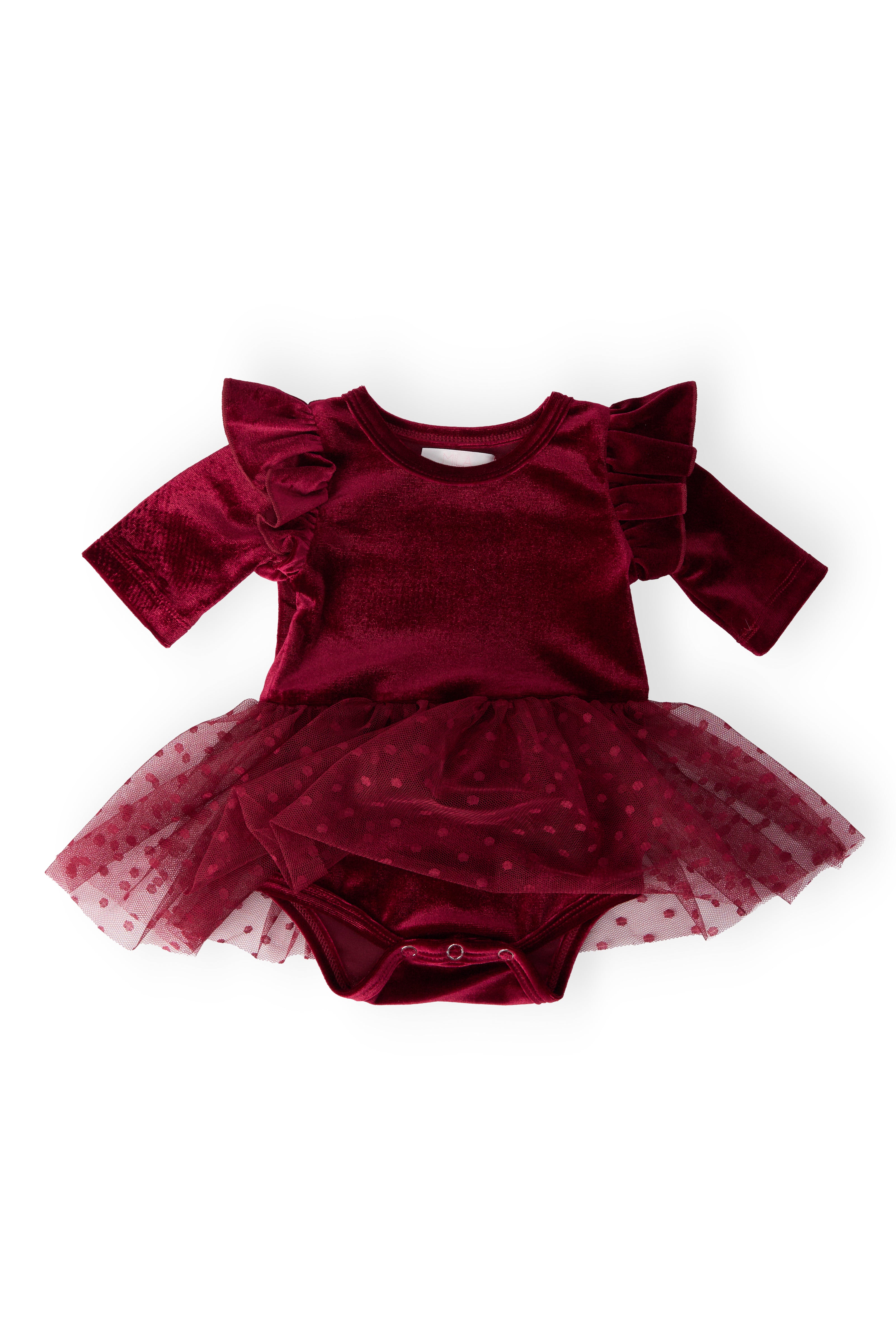 Cranberry Velvet Tutu Bodysuit-Mila & Rose ®