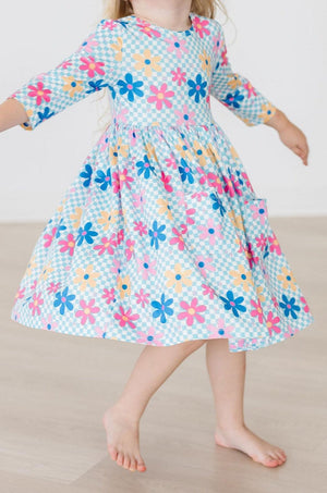 SALE Crazy Daisy 3/4 Sleeve Pocket Twirl Dress-Mila & Rose ®