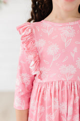 Dahlia Doodles 3/4 Sleeve Ruffle Twirl Dress-Mila & Rose ®