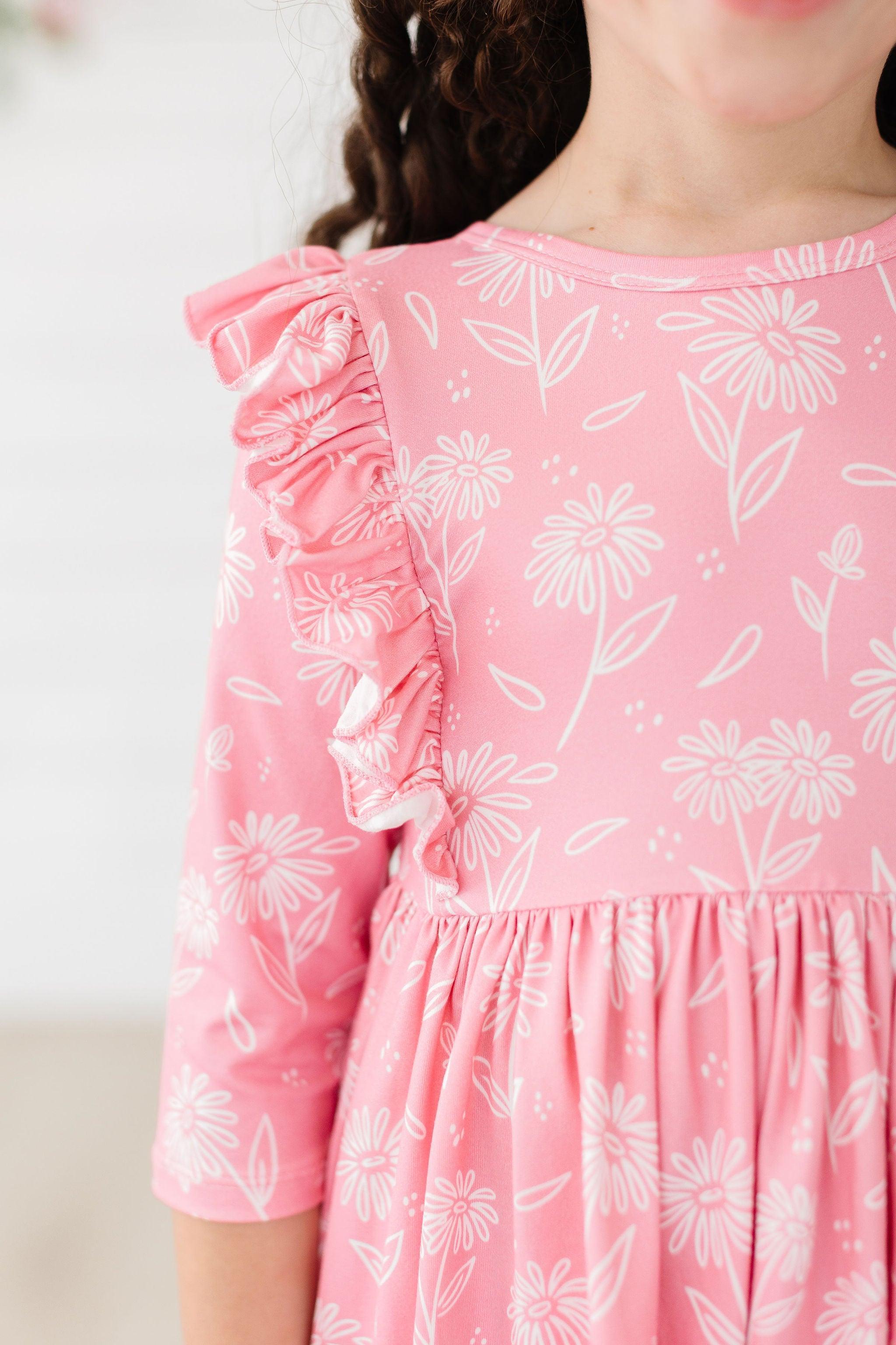 Dahlia Doodles 3/4 Sleeve Ruffle Twirl Dress-Mila & Rose ®