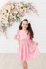 Dahlia Doodles 3/4 Sleeve Ruffle Twirl Dress-Mila & Rose ®