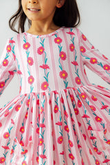 Daisy Chain 3/4 Sleeve Pocket Twirl Dress-Mila & Rose ®