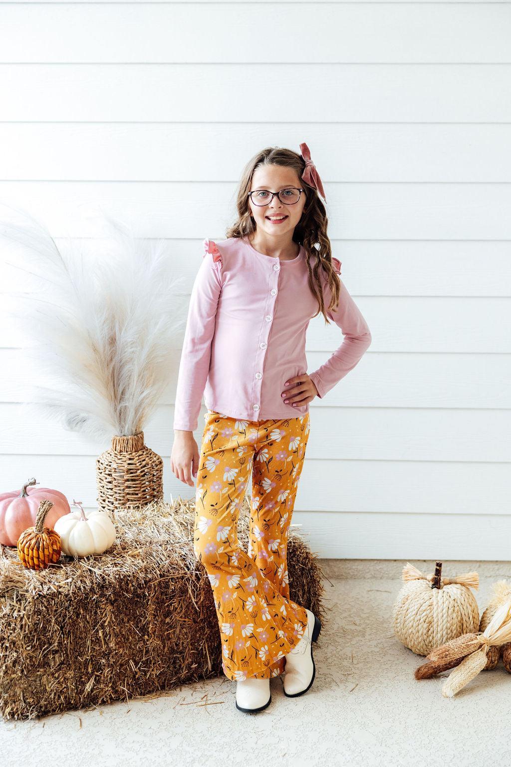 Dandelions in Fall Ribbed Velvet Bells-Mila & Rose ®
