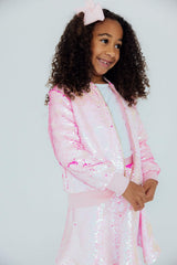 (L) Diva Pink Flip Sequin Jacket-Mila & Rose ®