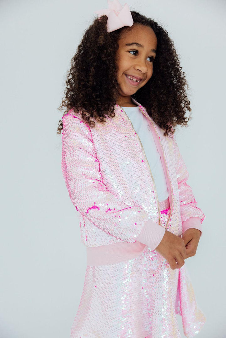 (L) Diva Pink Flip Sequin Jacket-Mila & Rose ®
