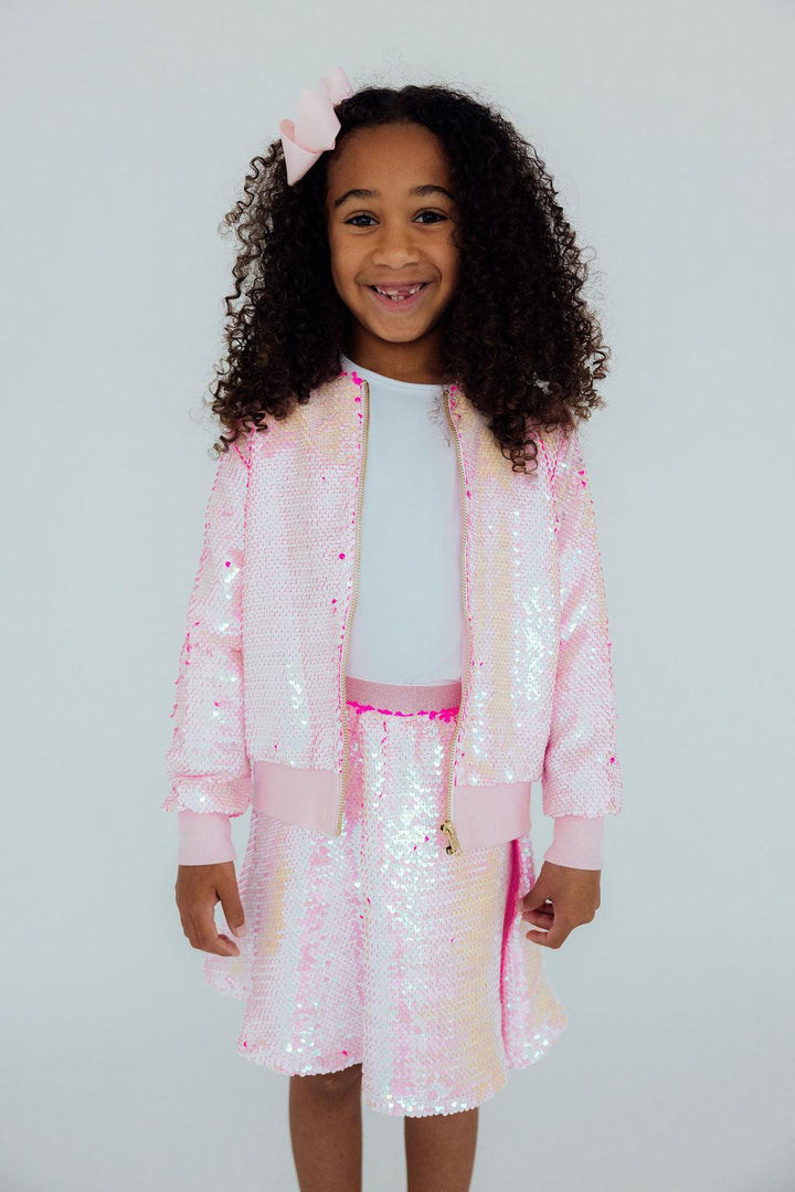 (L) Diva Pink Flip Sequin Jacket-Mila & Rose ®