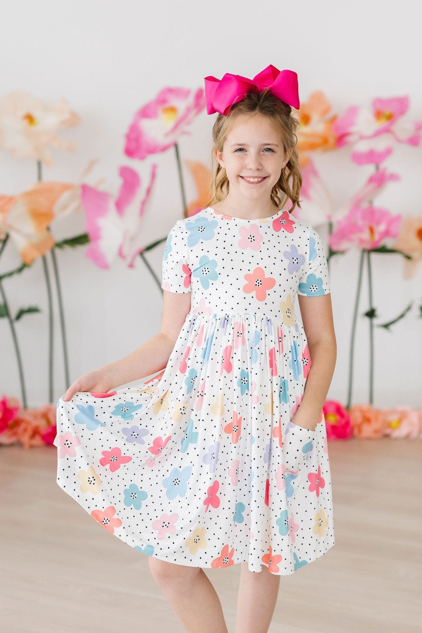 Dots & Daisies S/S Pocket Twirl Dress-Mila & Rose ®