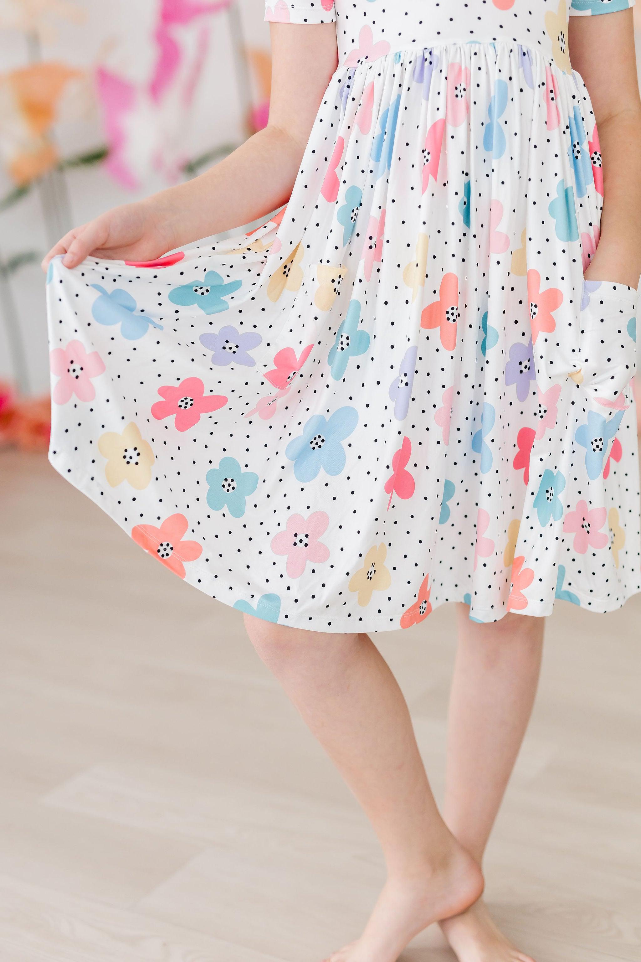 Dots & Daisies S/S Pocket Twirl Dress-Mila & Rose ®