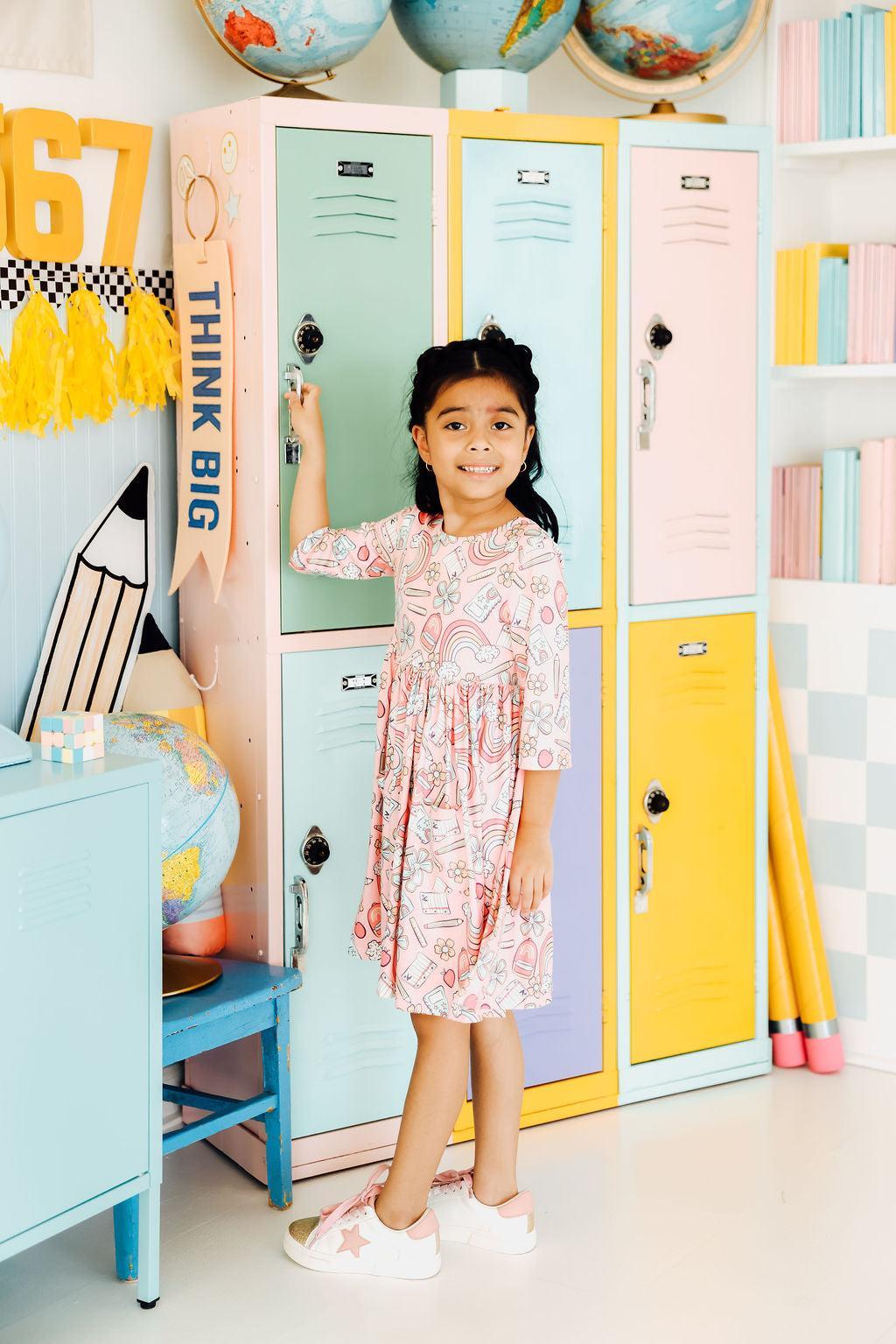 (V) Dream Big Little One 3/4 Pocket Twirl Dress-Mila & Rose ®