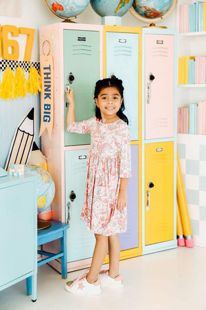 (V) Dream Big Little One 3/4 Pocket Twirl Dress-Mila & Rose ®