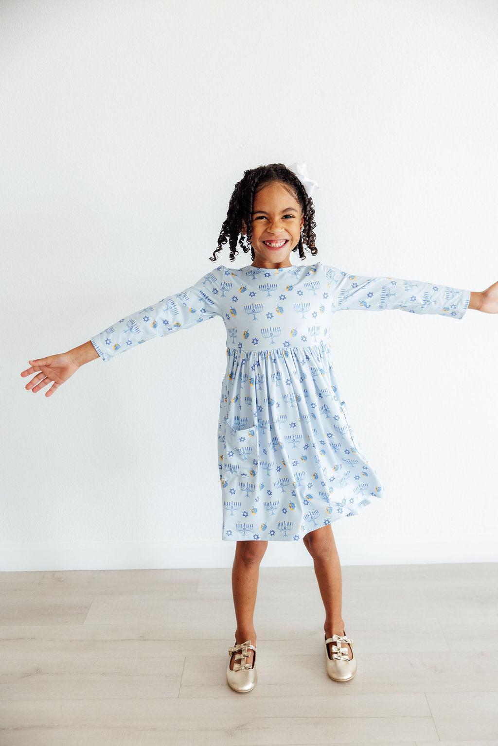 Dreidel Darling L/S Pocket Twirl Dress-Mila & Rose ®