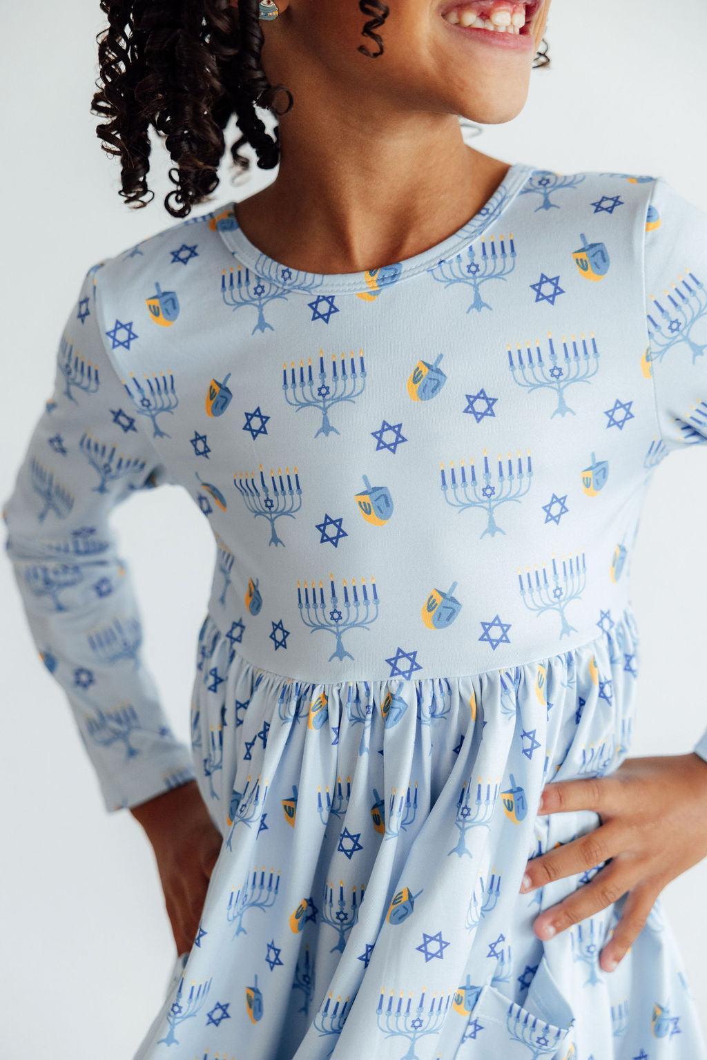 Dreidel Darling L/S Pocket Twirl Dress-Mila & Rose ®
