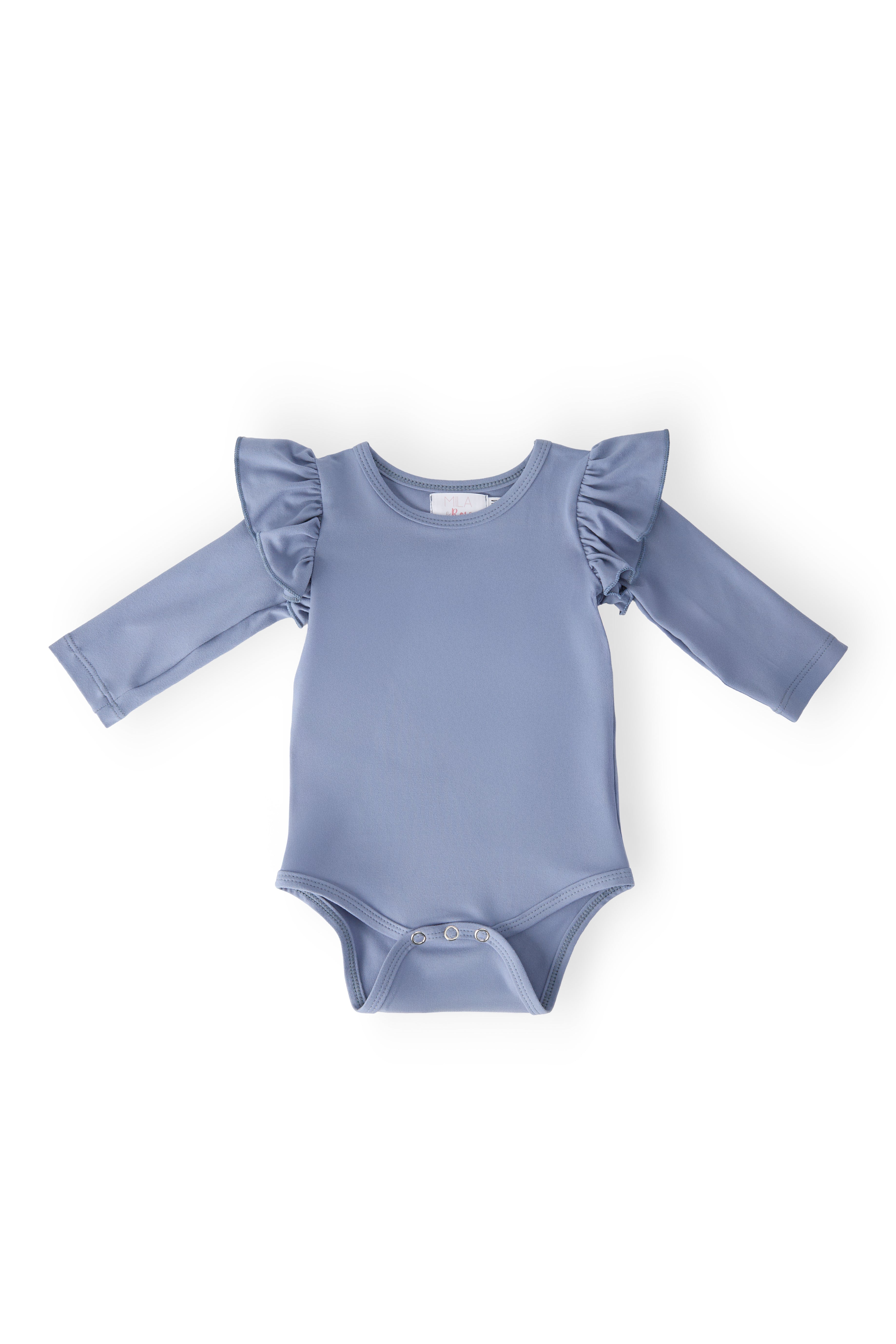 Dusty Blue L/S Flutter Bodysuit-Mila & Rose ®