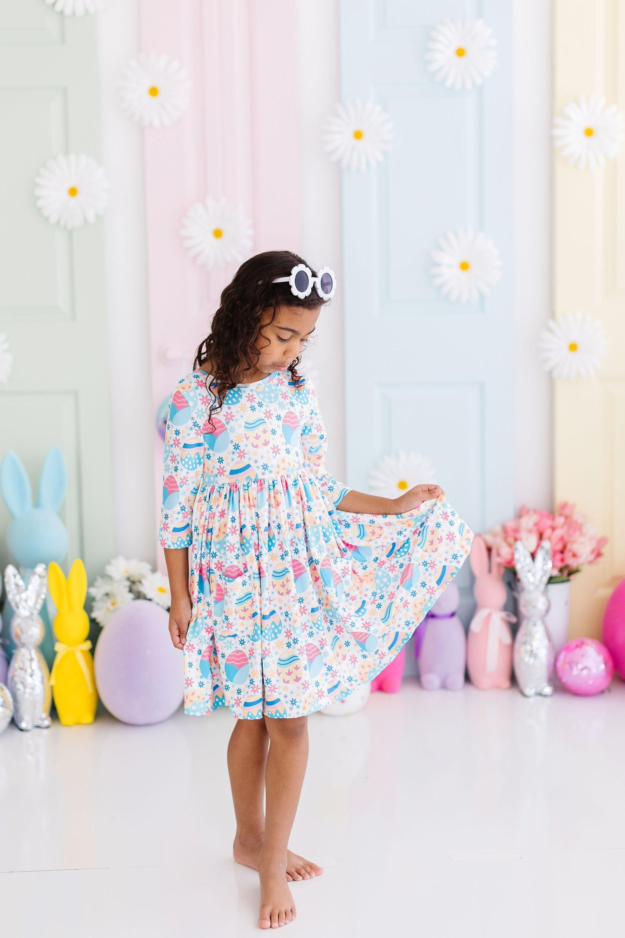 Egg-cellent 3/4 Sleeve Pocket Twirl Dress-Mila & Rose ®