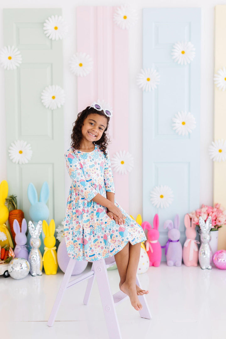 Egg-cellent 3/4 Sleeve Pocket Twirl Dress-Mila & Rose ®
